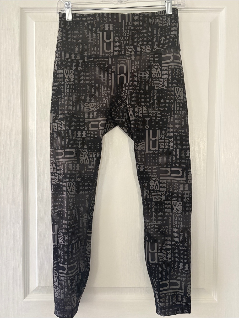 lululemon athletica Black and Gray Logo-Print Leggings